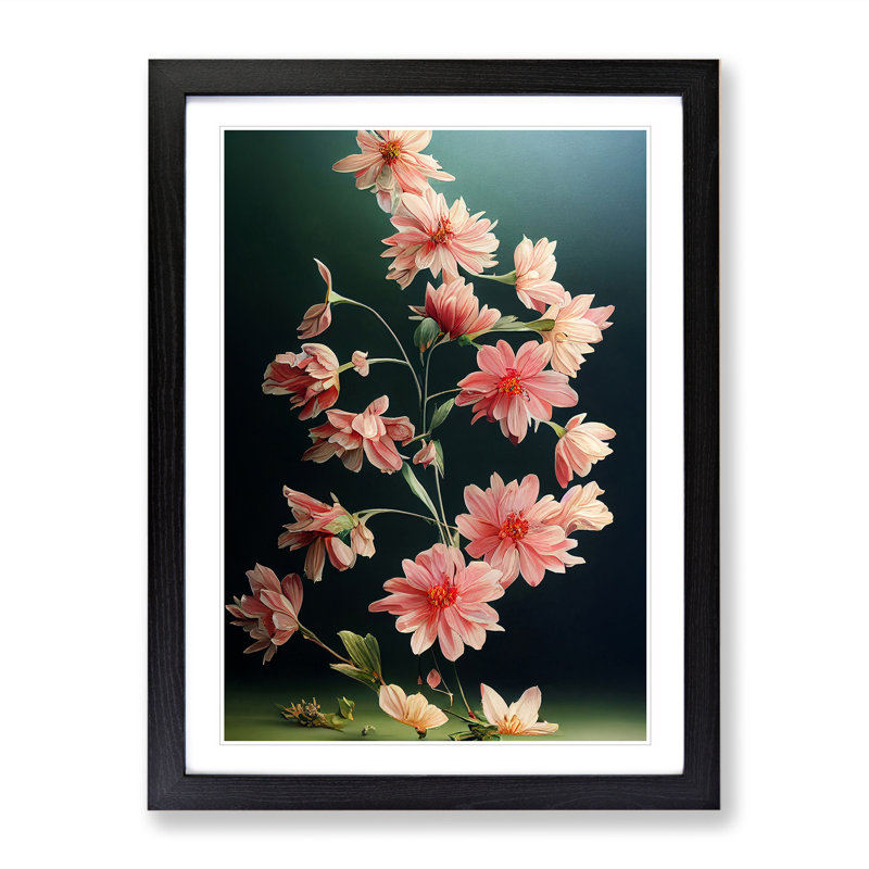 Alluring Flowers - Single Picture Frame Print, Black , 64cm H x 46cm W x 2cm D