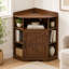 Armoire de rangement d'angle avec station de charge et tablettes ouvertes-798479566