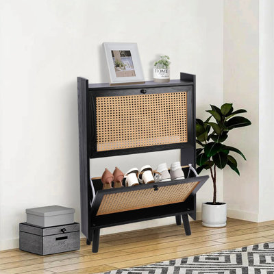 Armoire de rangement à chaussures en rotin