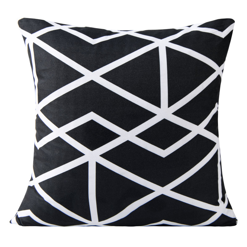 Square Throw Pillow Cover, Geometrical Abstract Triangle Pattern Cushion Cover, 18x18 Inches, Black and White - NTBAY