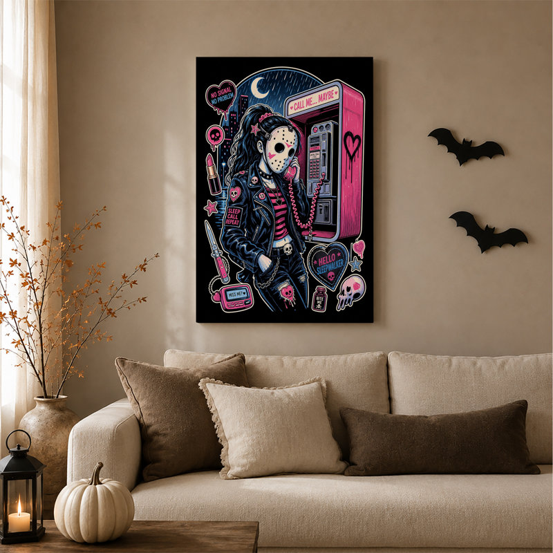 Punk Girl in Hockey Mask at Pink, H 24 po x l 16 po