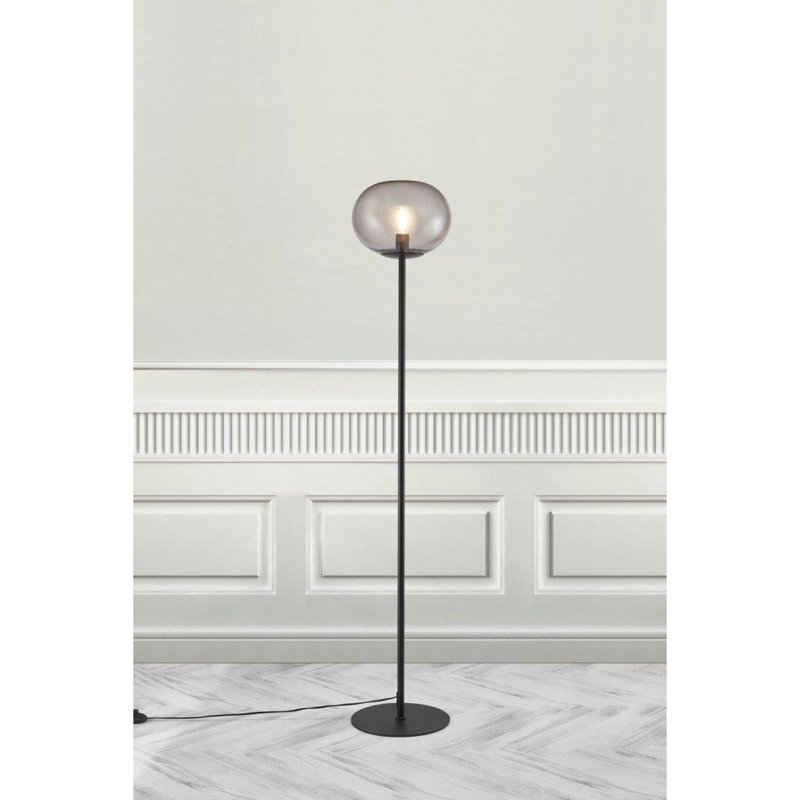 150cm Traditional Floor Lamp, Black, Smoked