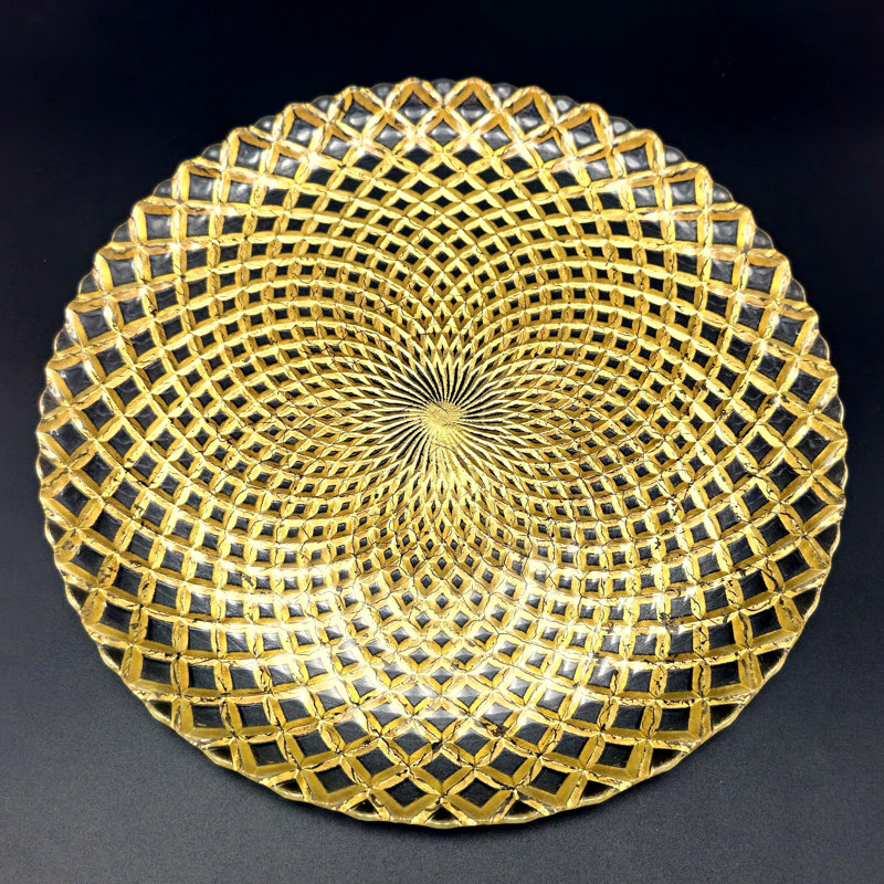 Assiette plate en verre doré Pina, Or
