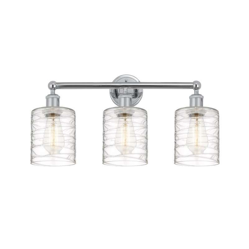 Karon 3 - Light Dimmable Vanity Light, Deco Swirl, Polished Chrome