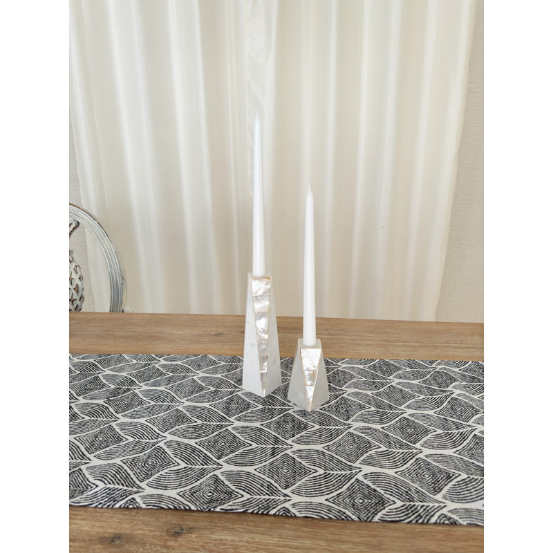 Anaya Black and White Plastic Indoor Outdoor Table Runner