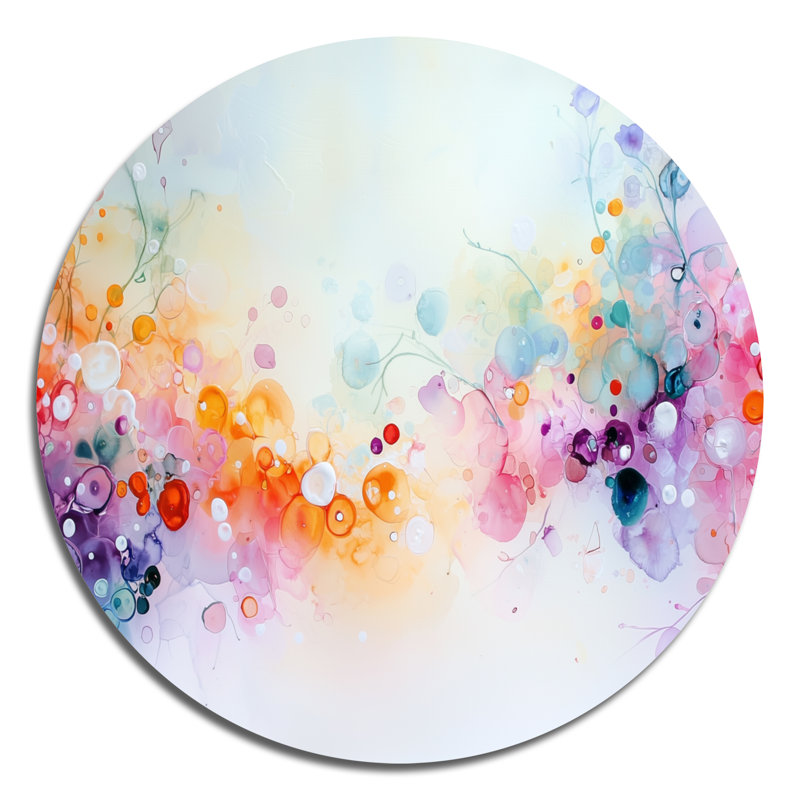 «Vibrant Watercolor Ink Splash», art mural rond moderne abstrait, art mural rond en métal orange, H 36 po x l 36 po