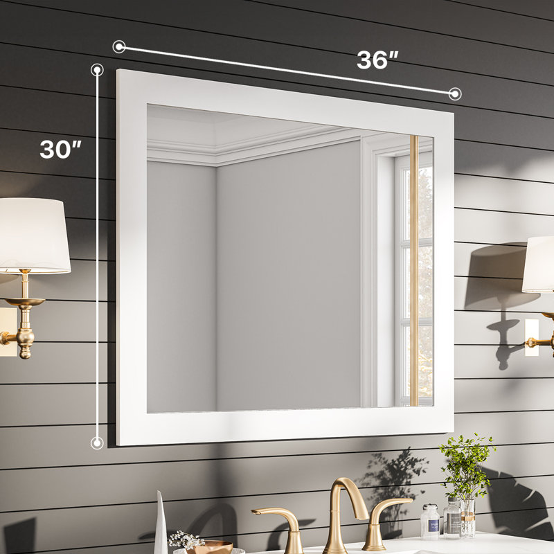 Miroir de salle de bain Schweitzer, H 31,61 po x l 37,5 po, Blanc lustré