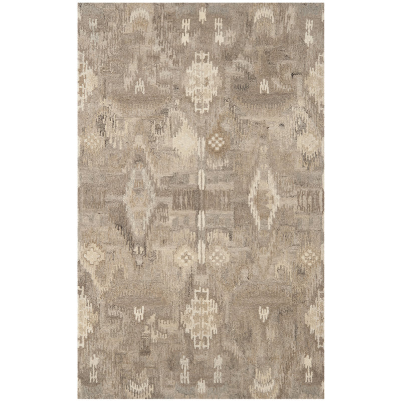 Tapis ikat en laine touffeté à la main Kouerga bHand, Rectangle 2 pi 6 po x 4 pi