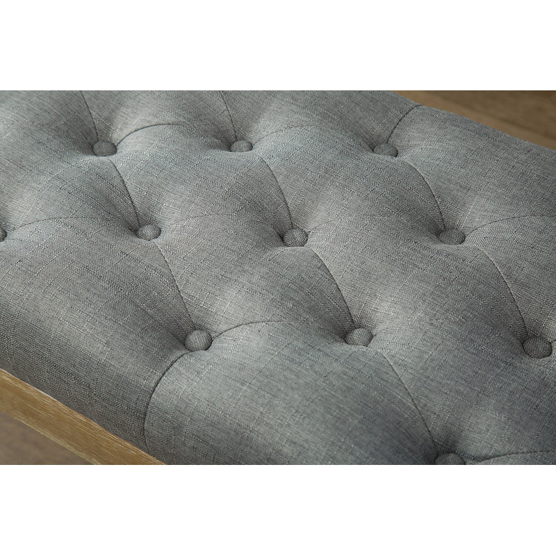Banc de salle à manger capitonné en bois massif Habit, gris