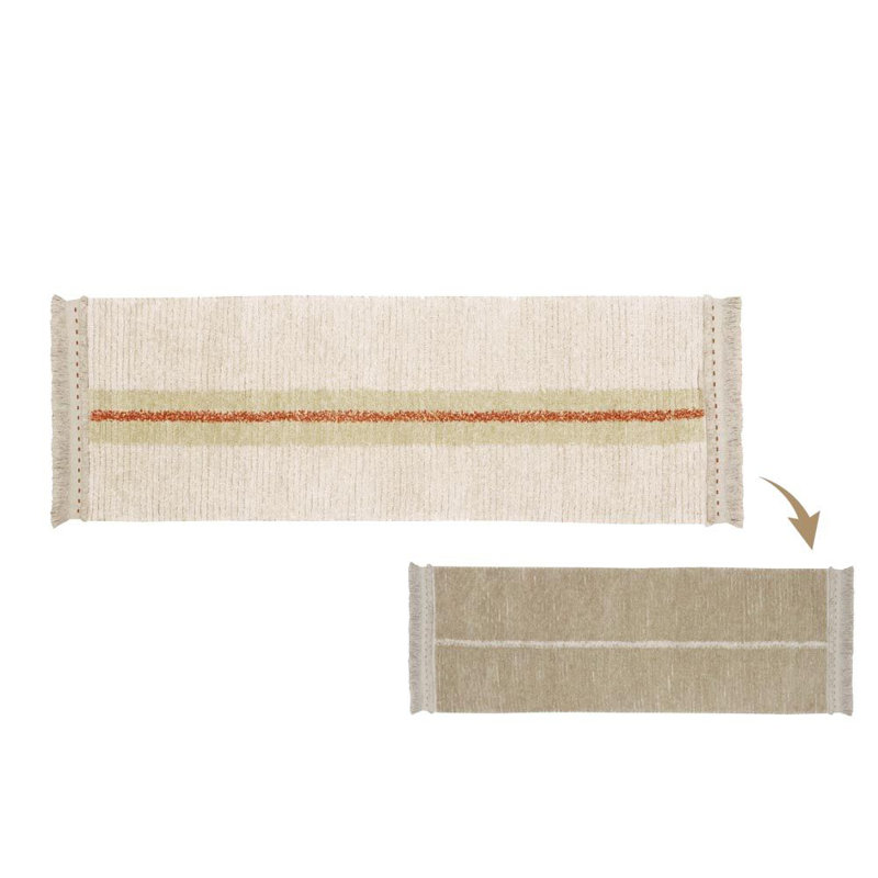 Reversible Washable Rug Duetto Sage, Runner 2'7" x 7'6"
