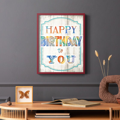 «Happy Birthday to You», reproduction encadrée - bois massif