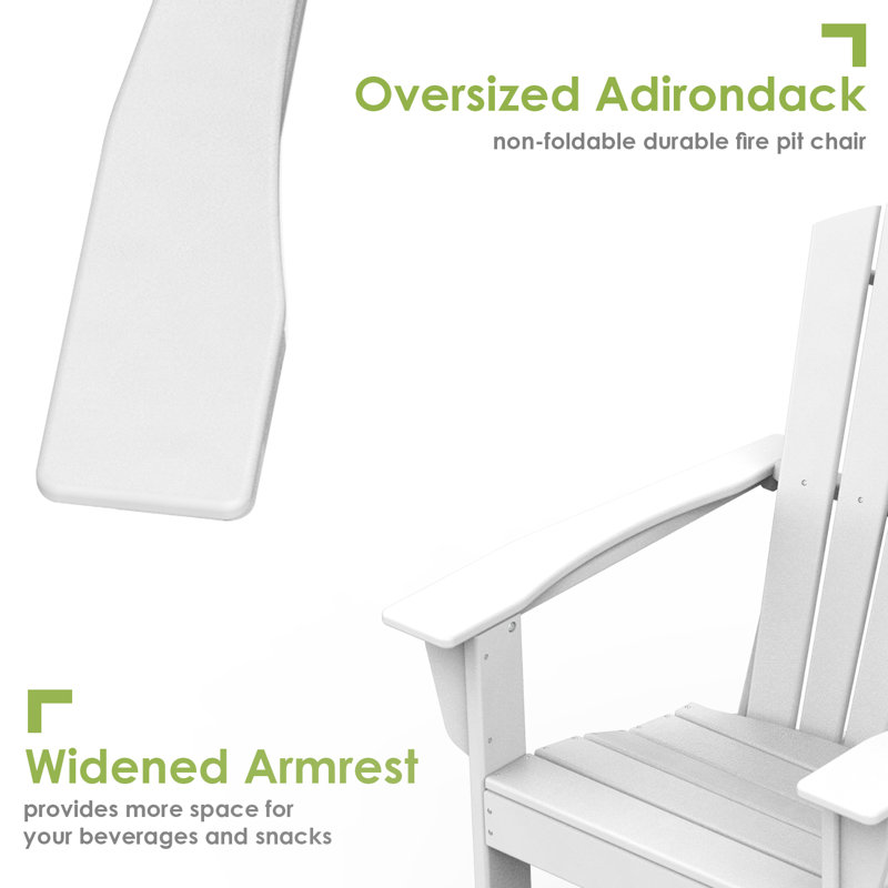 Chaise Adirondack en plastique Alvertia, Blanc