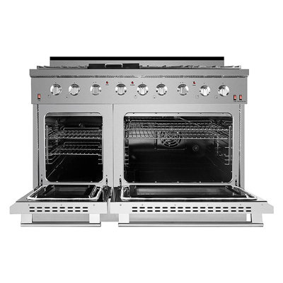 NXR Professional Ranges 2 Piece Kitchen Appliance Package with 27.5'' Dual Fuel Freestanding Dual Fuel Under Cabinet Range Hood