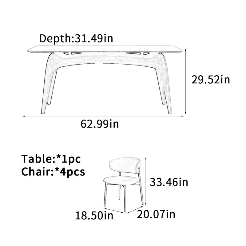 Table de salle à manger Simple Rock, H 29,52 po x L 62,99 po x l 31,49 po