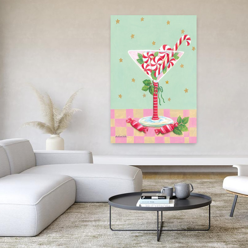 Peppermint Spirits Playful Whimsical Abstract Art, H 60 po x l 40 po