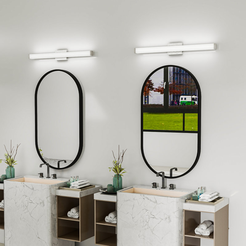Luminaire de bar pour salle de bain en nickel brossé carré DEL 33 po 18W 6000K