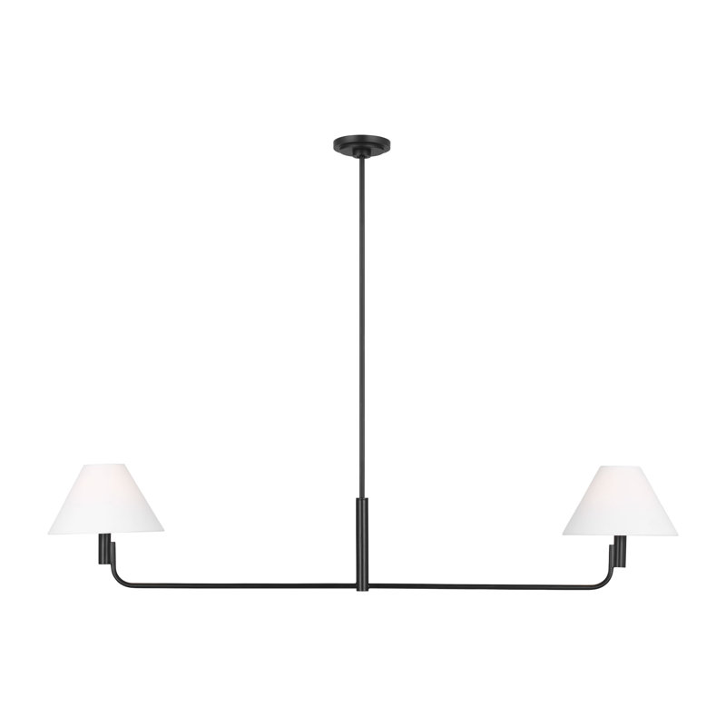 Lustre de salle à manger Lansvale Sean Lavin Courson avec abat-jour en lin blanc, H 10 po x l 40,5 po x P 40,5 po, 2 lumières