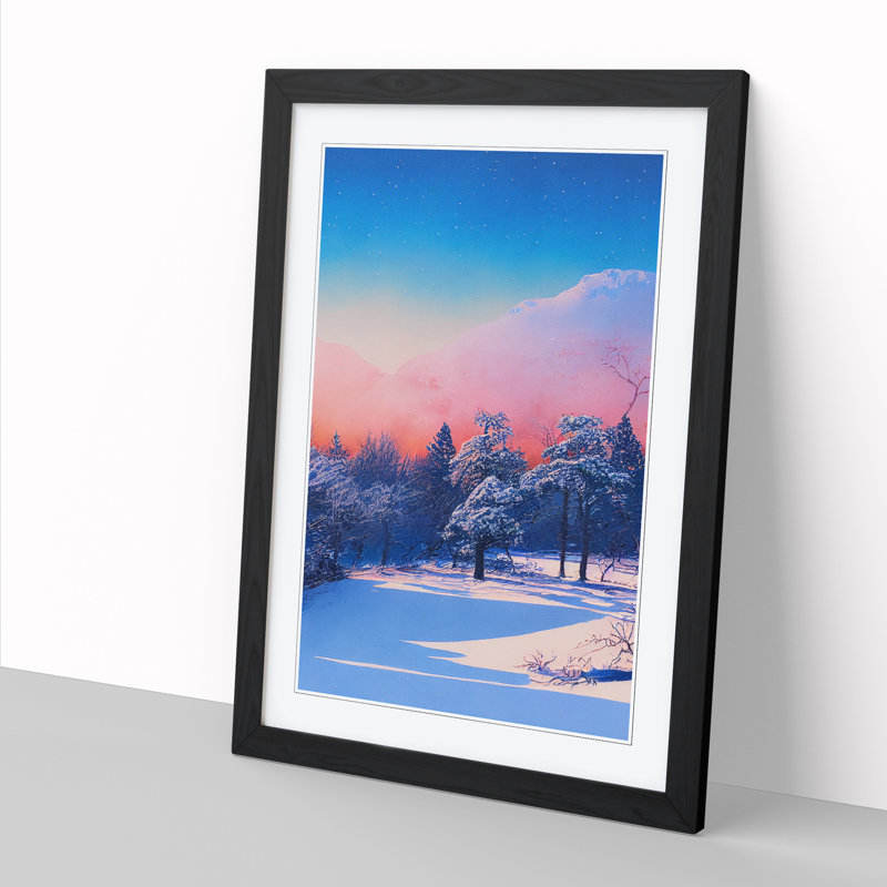 Watercolour Winter Forest Vol.5 1 Piece Single Picture Frame Wall Art, 34cm H x 25cm W x 2cm D, Black