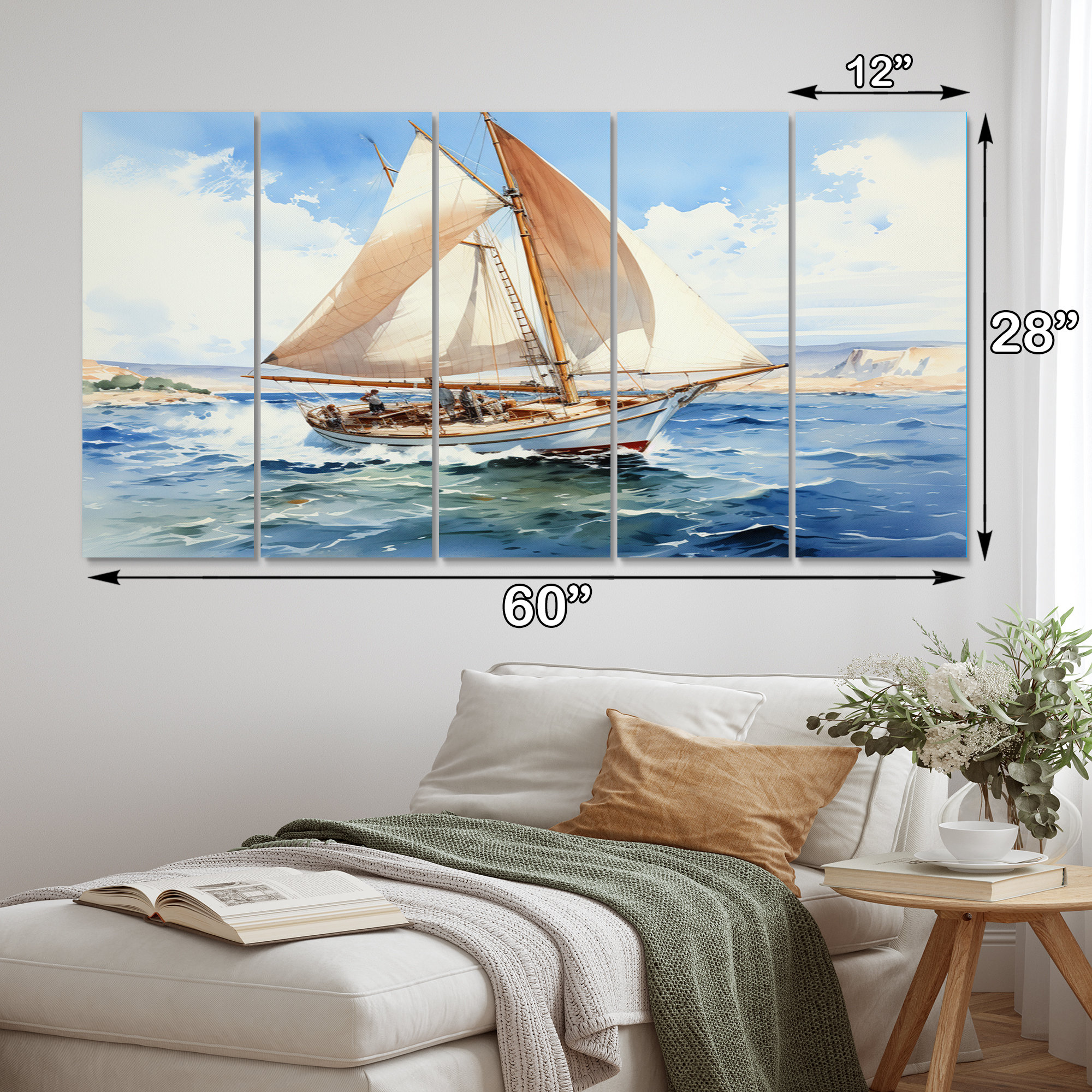 Design Art Sailboat In The Wind III - Coastal Metal Wall Decor Set ...
