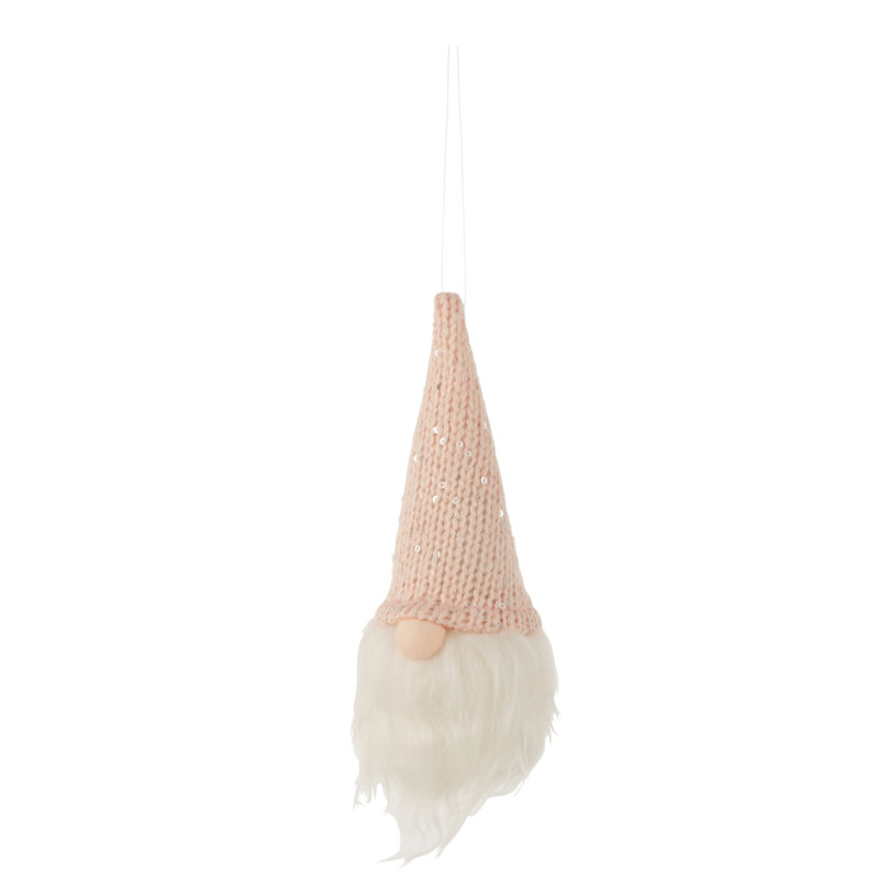 Santa Led Textile White/Pink Holiday Shaped Ornament