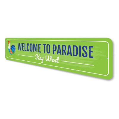 Welcome To Paradise Beach House Aluminum Sign, Keywest Aluminum Sign