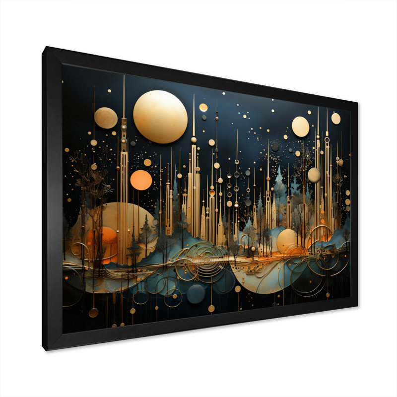 Collage Constellations I, Black Single Picture Framed, 30" H x 40" W x 1.5" D