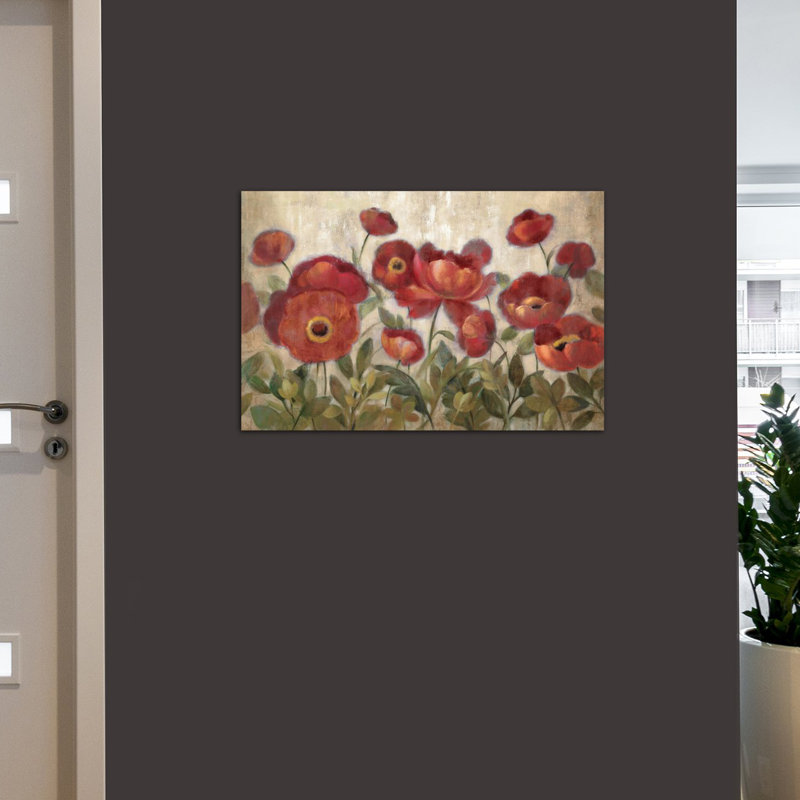 «Daydreaming Flowers Red» par Silvia Vassileva, reproduction d'art sur toile tendue, H 8 po x l 12 po x P 0,75 po