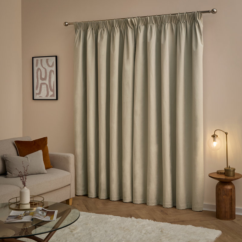 The Ultimate Velvet Blackout Curtain Panel Pair, Beige, 168cm Width x 229cm Drop