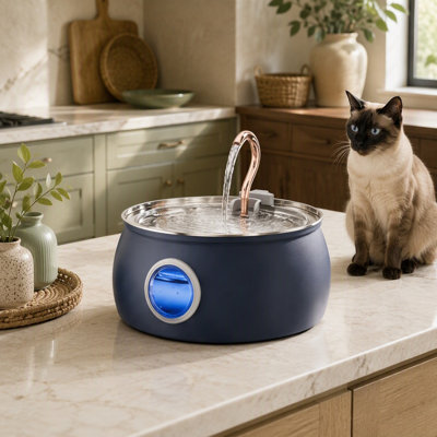 4L/135oz Stainless Steel Multi-Cat Water Dispenser.