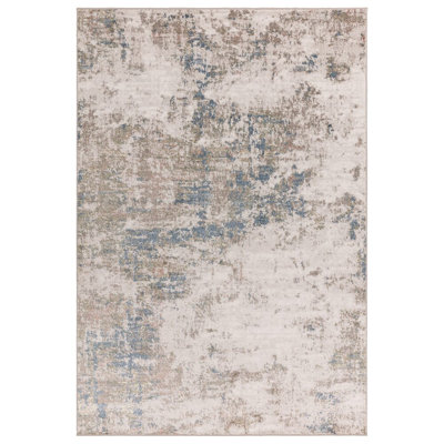 Delanor Abstract Ivory/Blue Area Rug
