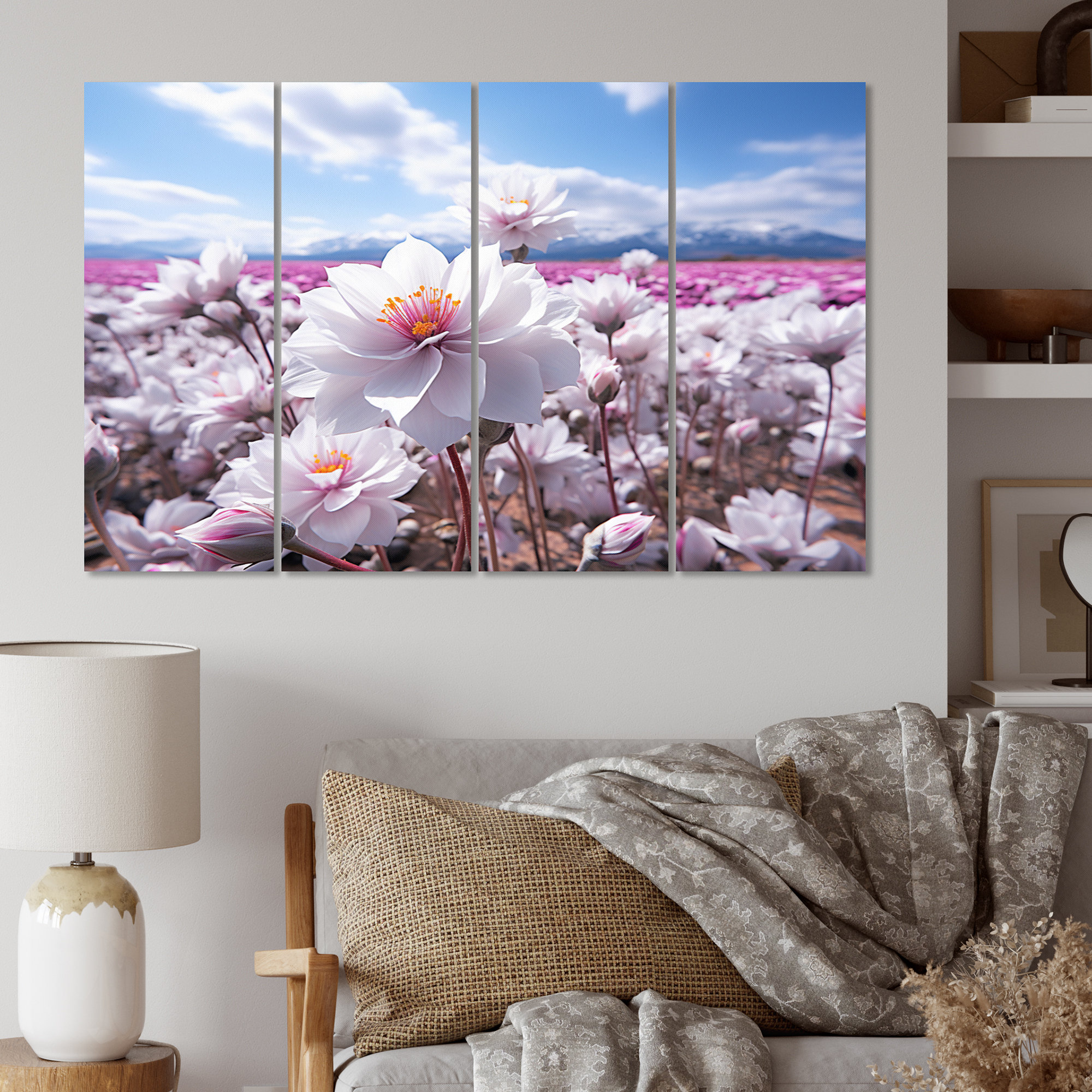 Design Art Flower Field Jade Enchantment I - Floral Canvas Print - 4 ...