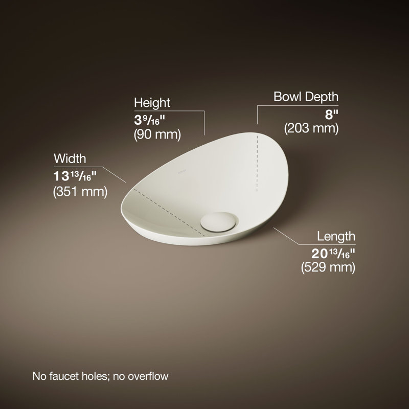 Veil® Small Vessel No Overflow, Biscuit