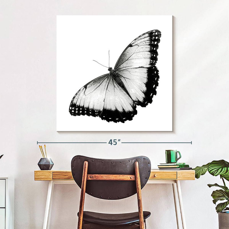 " Monochromatic Butterfly " by Emma P, 33" H x 33" W x 1.25" D