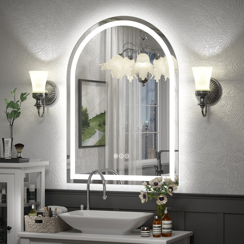 Miroir de salle de bain / de salle de bain en verre trempé anti-buée à DEL certifié UL - Basics by Wayfair ™, 36 po x 26 po