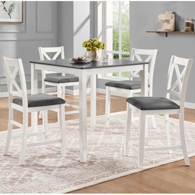 Ensemble de table de salle à manger 5 pièces à hauteur de comptoir 5 pièces avec 4 chaises, ensemble de table de salle à manger classique en bois pour 4 personnes, moderne et simple pour 4 personnes