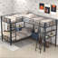 Lit superposé en L avec lit mezzanine avec bureau et tablette