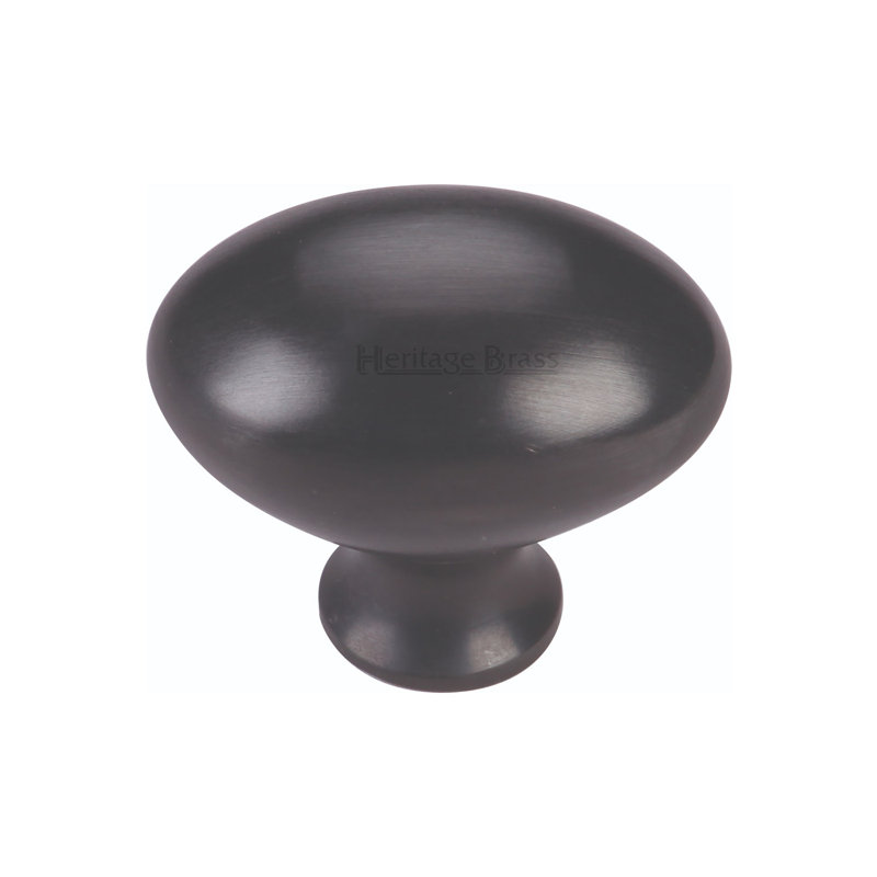 Heritage Brass Heritage Cabinet Knob Oval Design, 3.8cm, Matt Black