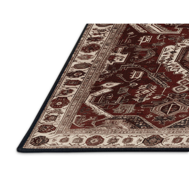 Tapis persan noir lavable à la machine, Rectangulaire 2 pi x 3 pi