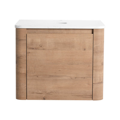Meuble-lavabo mural moderne de 24 po pour la salle de bain, porte à fermeture douce, 45 poignées cachées, bords arrondis, meuble-lavabo à base en contreplaqué, 1 charnières en acier inoxydable à fermeture, solution pour économiser de l'espace