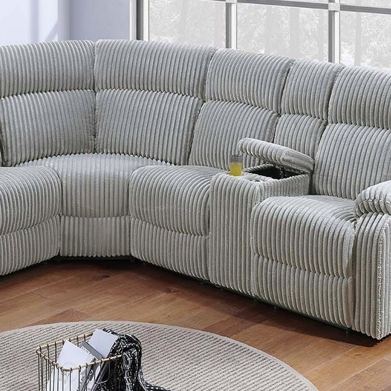 Canapé modulaire avec porte-gobelet et ensemble de 3 porte-gobelets couleur frêne rembourré en velours de velours côtelé de salon inclinable