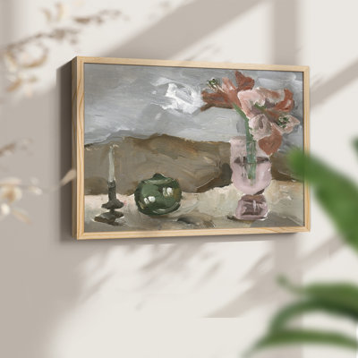 Vase de fleurs roses II - reproduction encadrée - réarmable