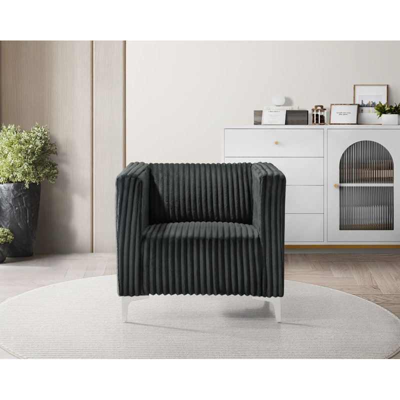 Chryssa Upholstered Armchair, Gray Velvet