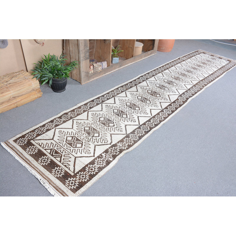 Tapis Oushak, tapis turc, tapis de couloir 3,3 pi x 3,5 pi, tapis de luxe orange, tapis rétro