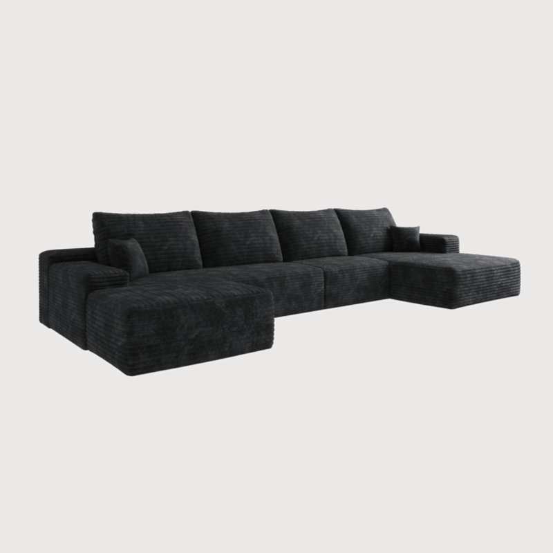 Modern Minimalist Upholstered Cloud Sectional Sofa Couches for Living Room, Deep Seat Corner Couch, No Assembly Required