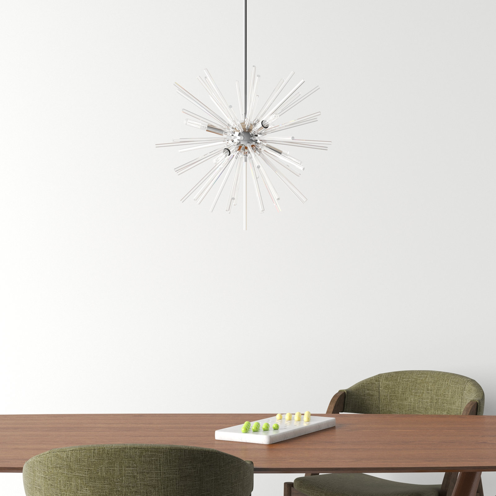 Ryzen 6 - Light Dimmable Sphere Chandelier, Polished Chrome, 50.75" H x 20" W x 20" D