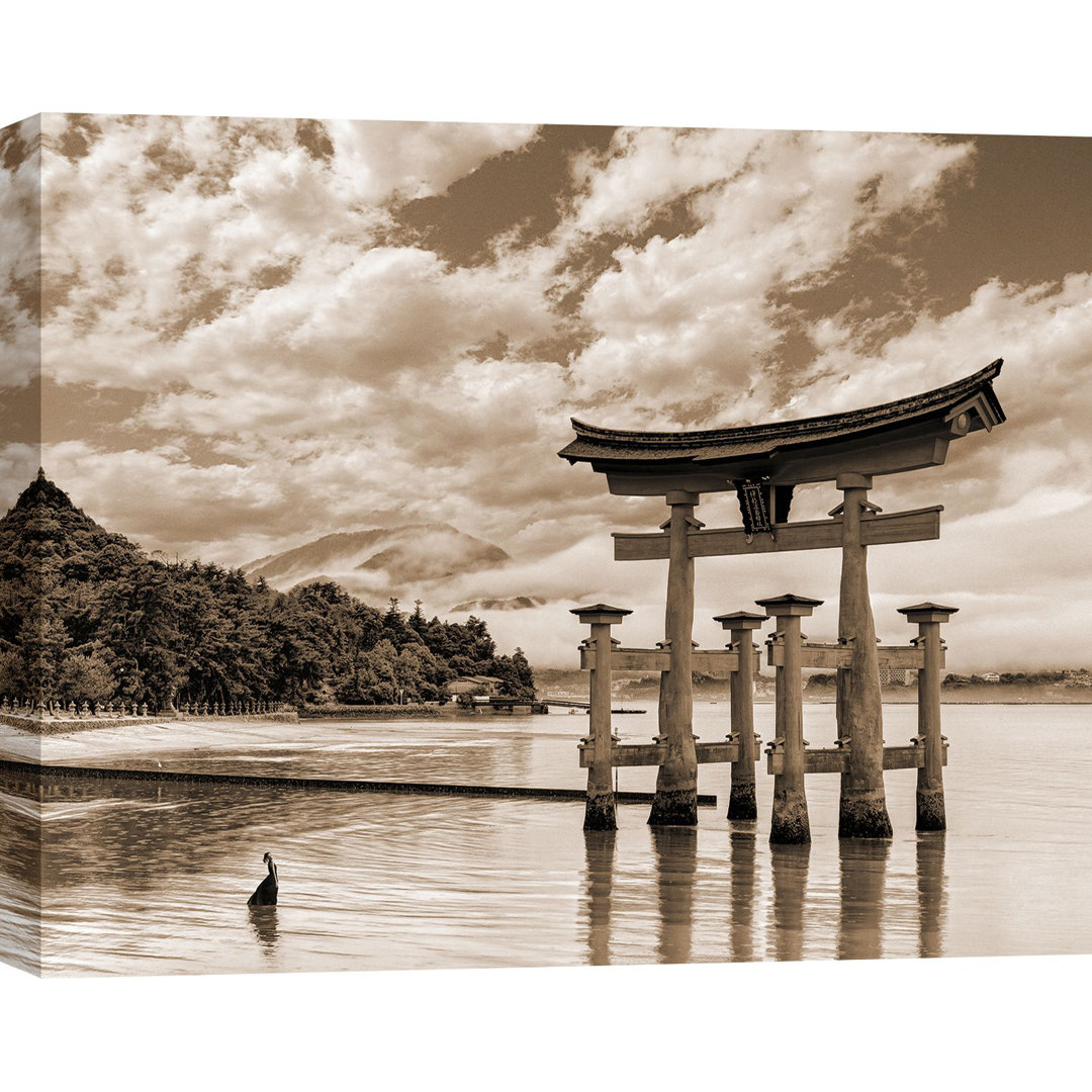 Leinwandbild Itsukushima Shrine, Hiroshima, Japan (BW) von Pangea Images