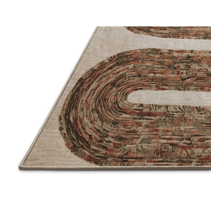 Tapis beige soyeux et moelleux, Rectangle 2 pi x 3 pi