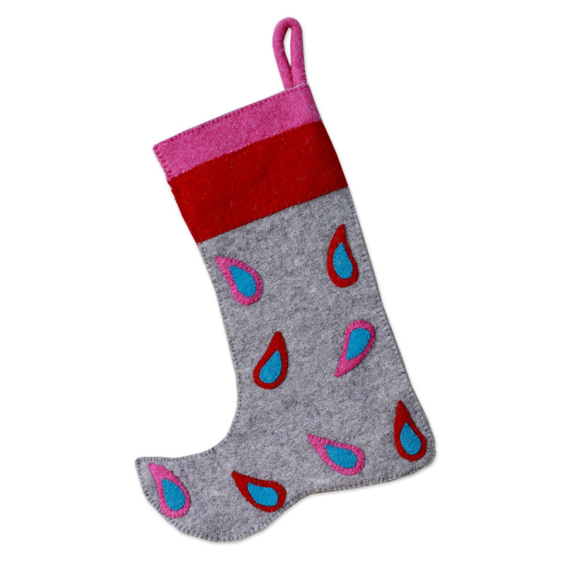 Chaussette de noël en laine de fête