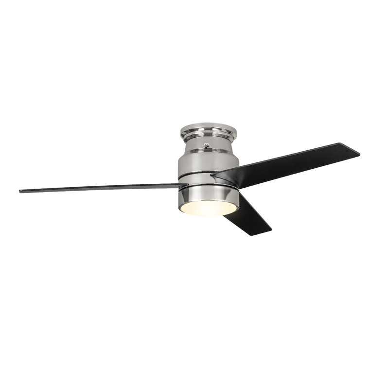 52-Inch Flush-Mount Smart Ceiling Fan with Integrated LED Light, Wall Control