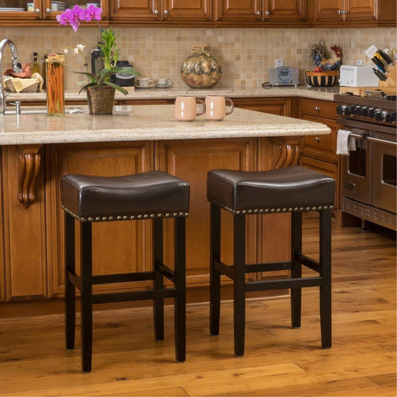 Tabouret de comptoir de 30 pouces en simili cuir brun (ensemble de 2)